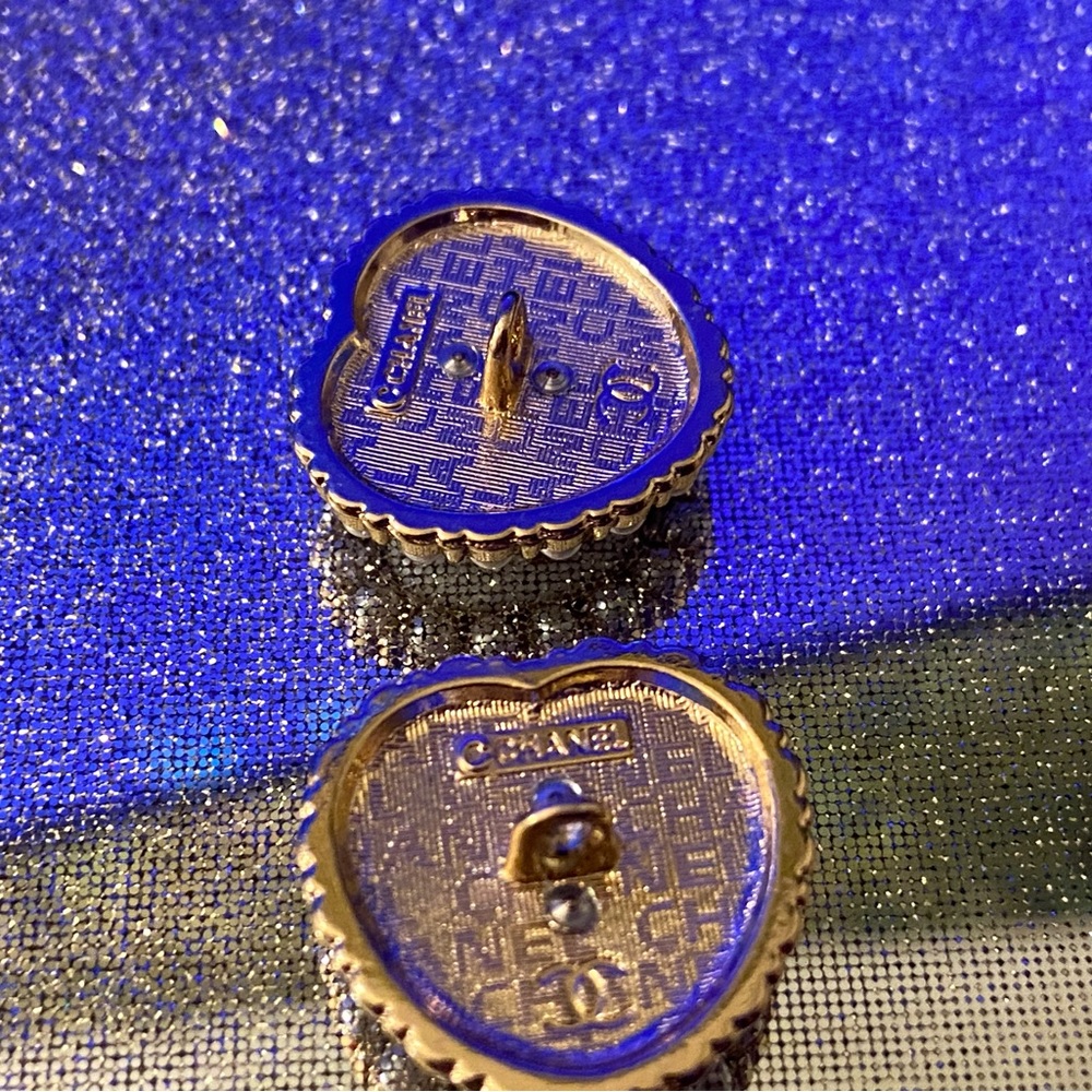 Black Heart Gold Mini Pearl Trim buttons Stamped serial - Picture 5 of 5